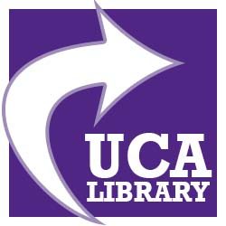 Icon with curved arrow and UCA Library text