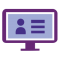 Icon of computer monitor with person photo and lines of text